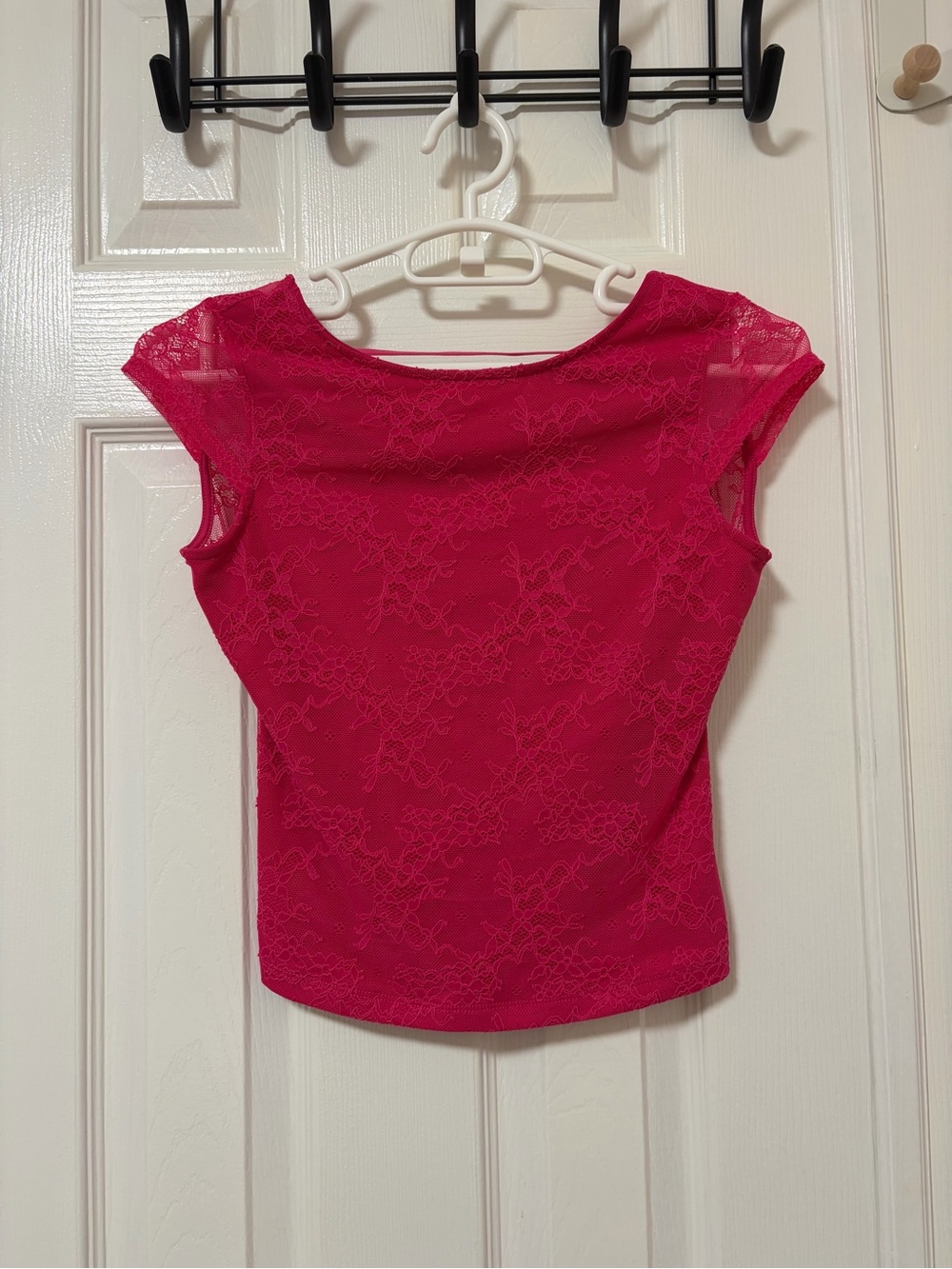 Garage Hot Pink Lace Cap-Sleeve Camisole